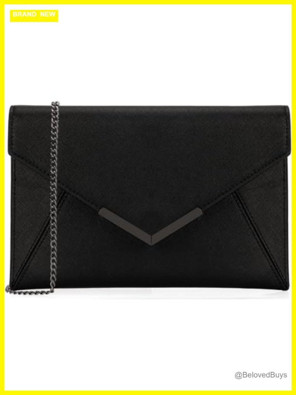 Envelope Clutch Handbag, Faux Saffiano Leather, Medium Foldover Purse with